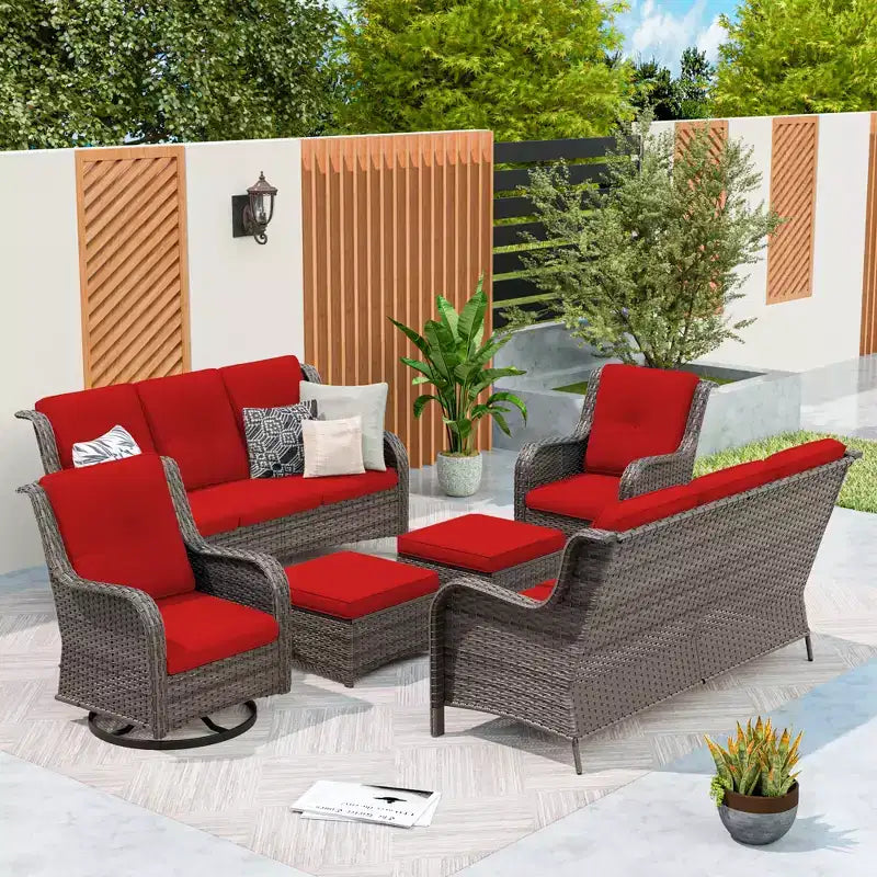 UPTIOT 6-teiliges Rattan-Sitzgruppe für die Terrasse