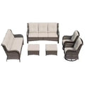 UPTIOT 6-Piece Wicker Patio Conversation Set Rattan Seating Set