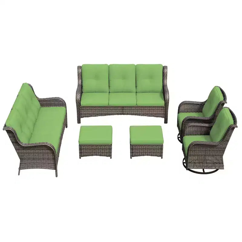 UPTIOT 6-teiliges Rattan-Sitzgruppe für die Terrasse
