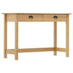 Console Table Honey Brown Solid Pine Wood Compact Drawers