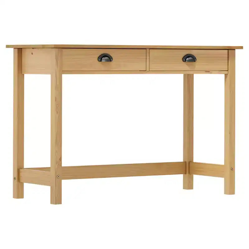 Console Table Honey Brown Solid Pine Wood Compact Drawers
