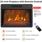CuisinSmart 67 Zoll Farmhouse TV-Ständer mit 23 Zoll Elektro-Kaminheizung, schwarze Medienkonsole mit 2 Schränken und offenen Regalen für das Wohnzimmer