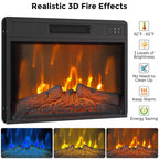 CuisinSmart 67 Zoll Farmhouse TV-Ständer mit 23 Zoll Elektro-Kaminheizung, schwarze Medienkonsole mit 2 Schränken und offenen Regalen für das Wohnzimmer