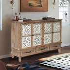 GDFStudio Patel Rustikales Tannenholz 59.05'' Aufbewahrungs-Sideboard-Schrank mit 3 Schubladen