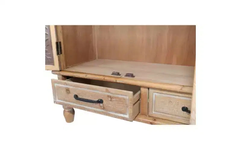 GDFStudio Patel Rustikales Tannenholz 59.05'' Aufbewahrungs-Sideboard-Schrank mit 3 Schubladen