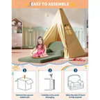 2-in-1 Kinder Schlafsofa & Liege, Halbmond-Design Couchbett, ausklappbares Teddy-Fleece-Kindersofa, maschinenwaschbarer Bezug