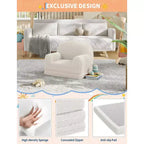 2-in-1 Kinder Schlafsofa & Liege, Halbmond-Design Couchbett, ausklappbares Teddy-Fleece-Kindersofa, maschinenwaschbarer Bezug