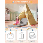 2-in-1 Kinder Schlafsofa & Liege, Halbmond-Design Couchbett, ausklappbares Teddy-Fleece-Kindersofa, maschinenwaschbarer Bezug