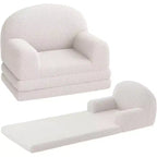 2-in-1 Kinder Schlafsofa & Liege, Halbmond-Design Couchbett, ausklappbares Teddy-Fleece-Kindersofa, maschinenwaschbarer Bezug