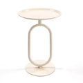 Okak Elegent Lantern-shaped End Table with Metal Frame, Round Small Table with Pedestal, Accent Table for Living Room, Small Space