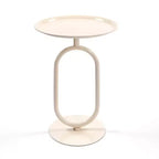 Okak Elegent Lantern-shaped End Table with Metal Frame, Round Small Table with Pedestal, Accent Table for Living Room, Small Space