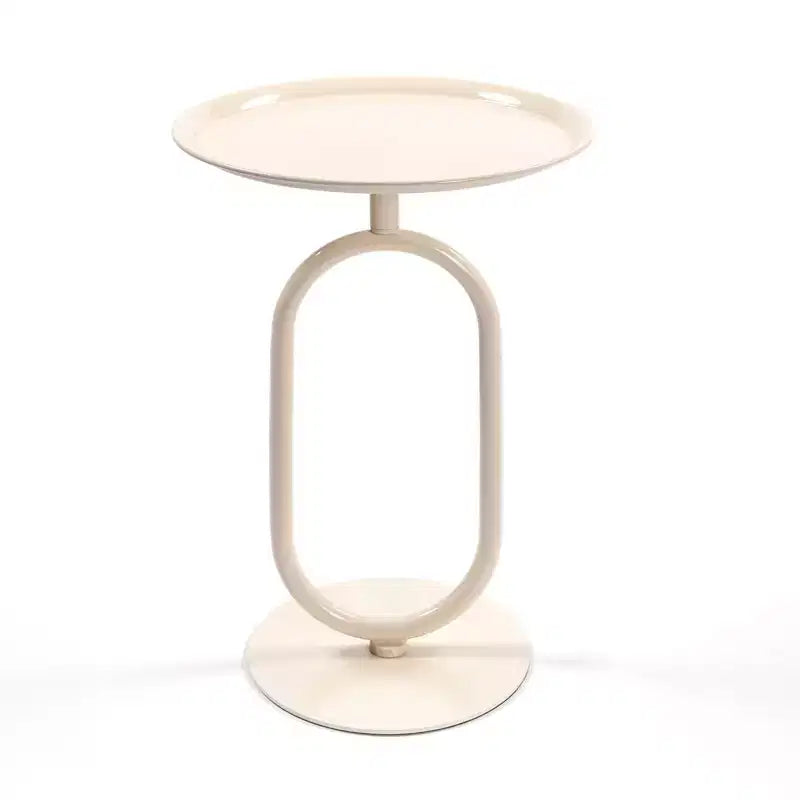 Okak Elegent Lantern-shaped End Table with Metal Frame, Round Small Table with Pedestal, Accent Table for Living Room, Small Space