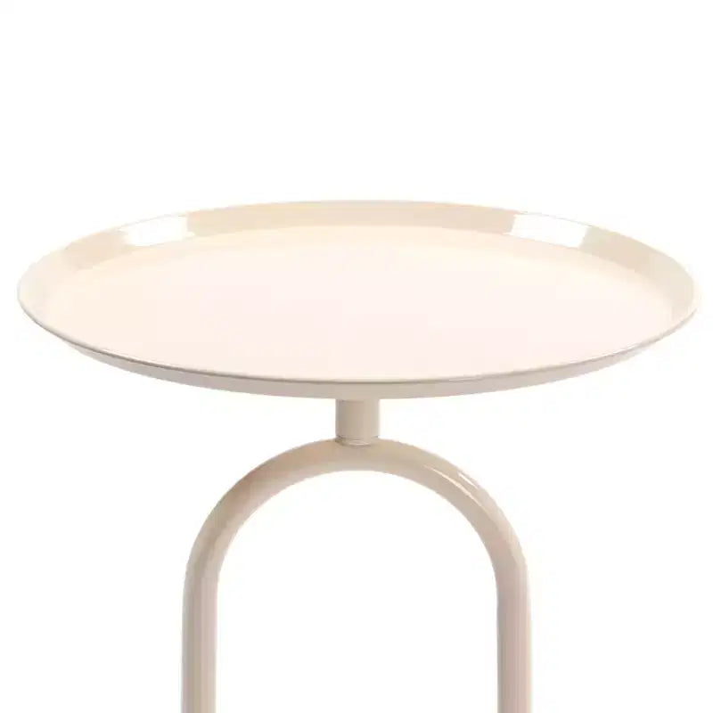 Okak Elegante Laternen-förmiger Beistelltisch mit Metallgestell, runder kleiner Tisch mit Sockel, Akzenttisch für Wohnzimmer, kleine Räume