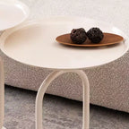 Okak Elegante Laternen-förmiger Beistelltisch mit Metallgestell, runder kleiner Tisch mit Sockel, Akzenttisch für Wohnzimmer, kleine Räume