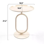Okak Elegante Laternen-förmiger Beistelltisch mit Metallgestell, runder kleiner Tisch mit Sockel, Akzenttisch für Wohnzimmer, kleine Räume
