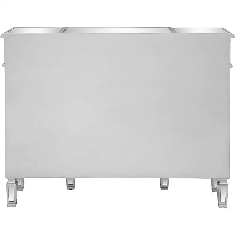 VINGLI Verspiegelter Konsolentisch, Modernes Buffet/Sideboard/TV-Schrank mit 3 Schubladen und 4 Türen (Silber, 122 B x 35,5 T x 91,5 H cm)