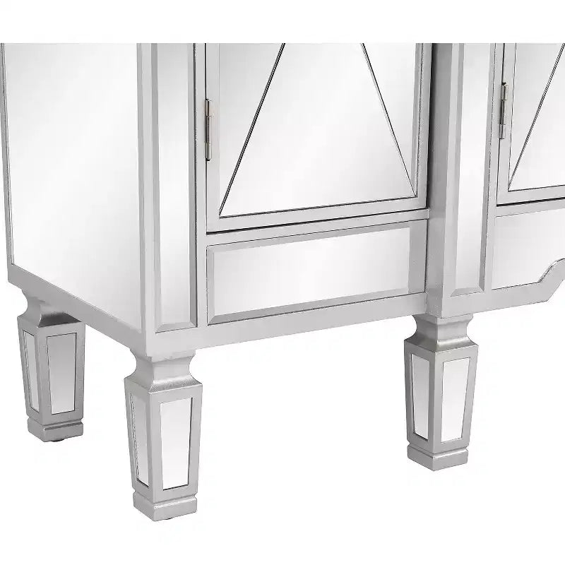VINGLI Verspiegelter Konsolentisch, Modernes Buffet/Sideboard/TV-Schrank mit 3 Schubladen und 4 Türen (Silber, 122 B x 35,5 T x 91,5 H cm)