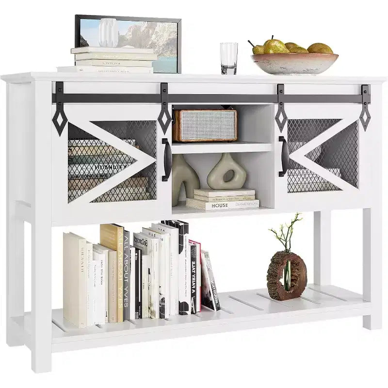 46 Console Table with Open Storage Shelf, Modern Wood 2 Tier Entryway Table, Sofa Entry Tables Behind Couch for Living Room, Hallway, Entrance Foyer