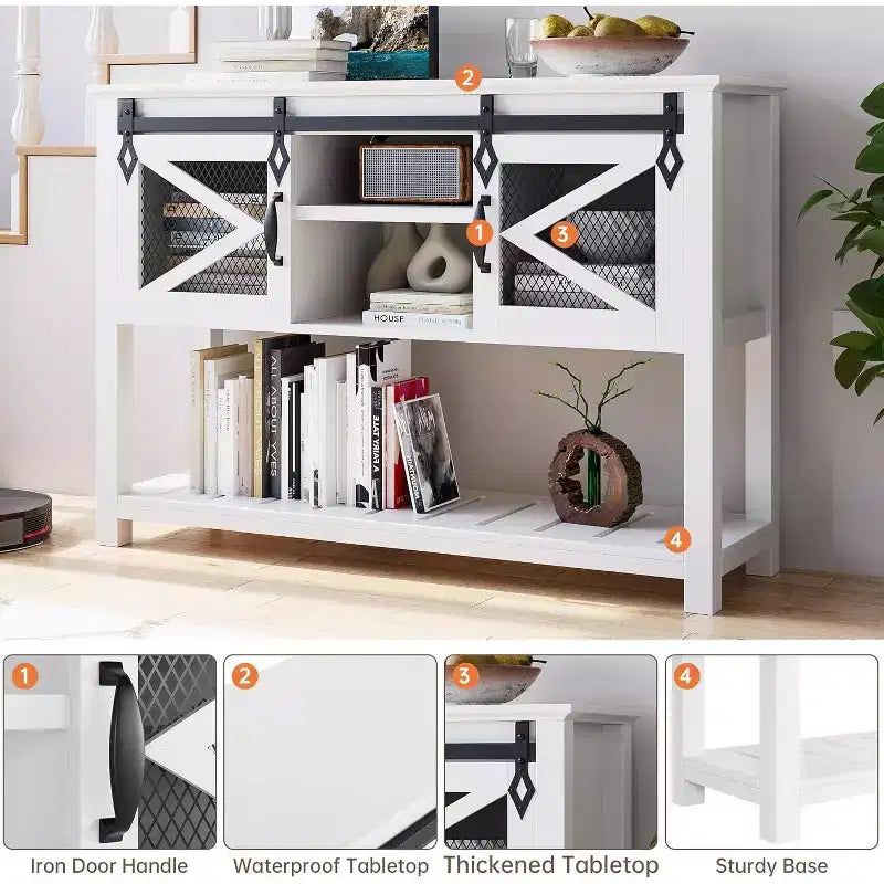 46 Konsolentisch mit offenem Ablagefach, moderner Holztisch mit 2 Etagen, Sofatische hinterm Sofa für Wohnzimmer, Flur, Eingangsfoyer