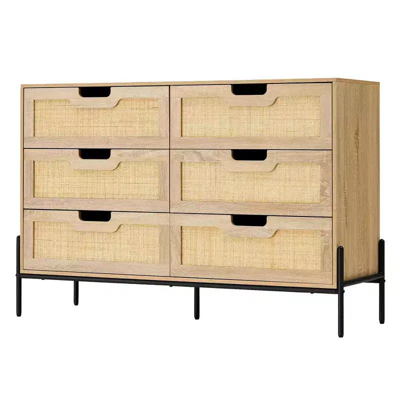 Große, breite Kommode mit 6 Schubladen, robuste Metallbeine, Bauernhaus-Kommode für Schrank, Wohnzimmer, Schlafzimmer,