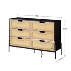 Große, breite Kommode mit 6 Schubladen, robuste Metallbeine, Bauernhaus-Kommode für Schrank, Wohnzimmer, Schlafzimmer,