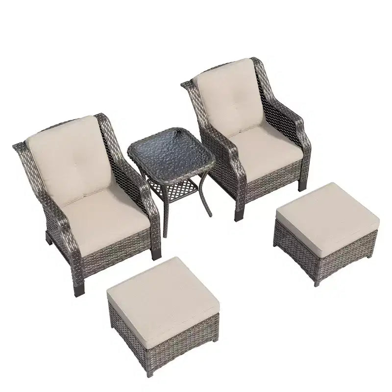 UPTIOT 5-teiliges Korbsessel-Set für den Außenbereich