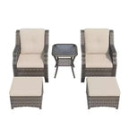 UPTIOT 5-Piece Wicker Patio Conversation Set Outdoor Lounge Chair