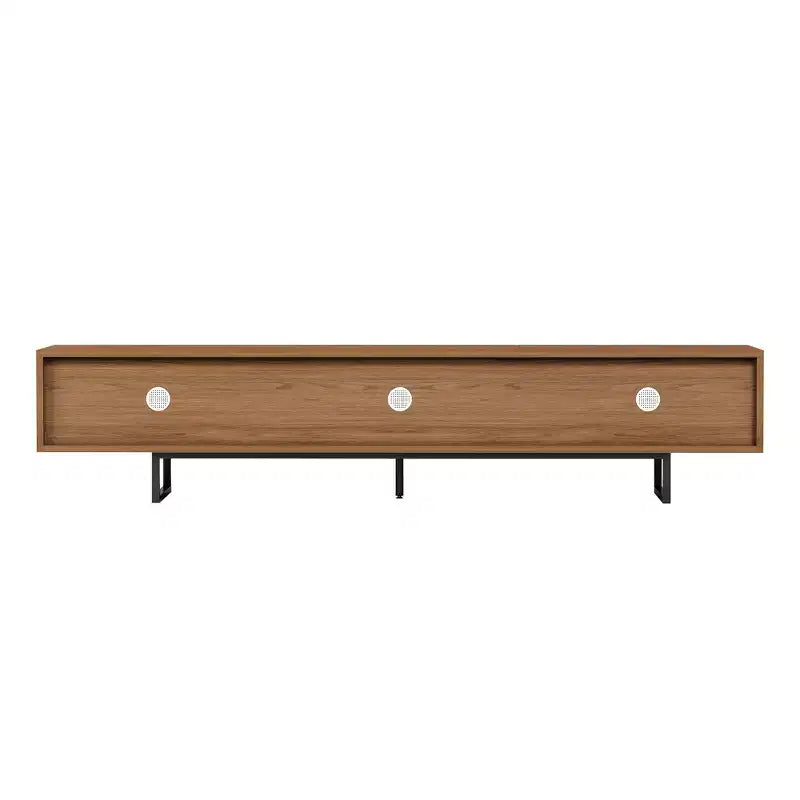 Luck Live 82.83 Mid-Century Modern Massivholz TV-Schrank mit Relief – 3 Schubladen, Metallbeine & Belüftungslöcher