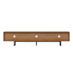 Luck Live 82.83 Mid-Century Modern Massivholz TV-Schrank mit Relief – 3 Schubladen, Metallbeine & Belüftungslöcher