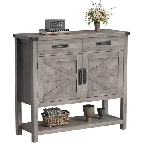 35.4 in Farmhouse Console Table with 2 Storage Drawers and 2-Door Cabinet,Entryway Table with Storage Shelf,for Kitchen, Hallway, Living Room