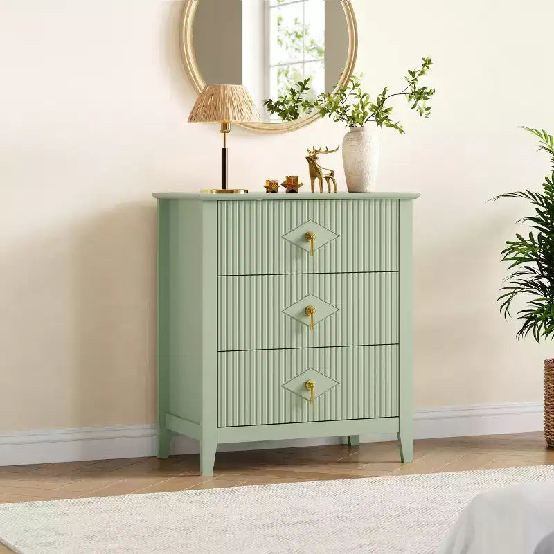 GustoWave Kommode für Schlafzimmer mit 3 Schubladen, 71 cm breite, moderne Schubladenkommode mit Metallgriffen, Schubladenorganizer aus Holz für Schlafzimmer, Wohnzimmer