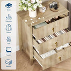 GustoWave Kommode für Schlafzimmer mit 3 Schubladen, 71 cm breite, moderne Schubladenkommode mit Metallgriffen, Schubladenorganizer aus Holz für Schlafzimmer, Wohnzimmer