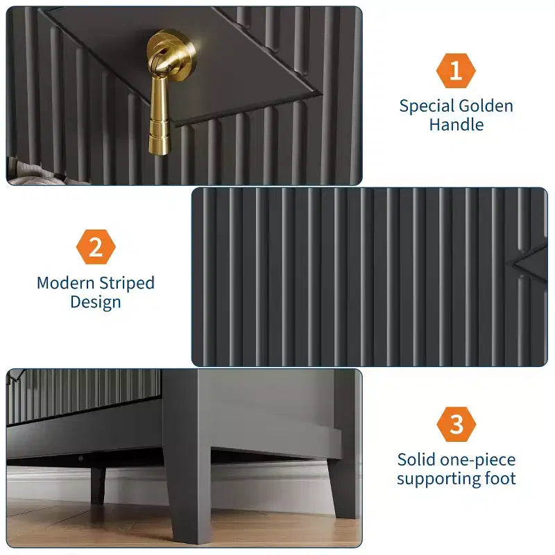 GustoWave Kommode für Schlafzimmer mit 3 Schubladen, 71 cm breite, moderne Schubladenkommode mit Metallgriffen, Schubladenorganizer aus Holz für Schlafzimmer, Wohnzimmer