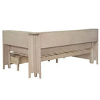 Tagesbett aus Holz mit Stauraum, Plattform-Bettrahmen mit Regalen und 3 Schubladen & Schiebetüren, L-förmiges Eckbett mit Stauraum, Antikweiß