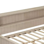Tagesbett aus Holz mit Stauraum, Plattform-Bettrahmen mit Regalen und 3 Schubladen & Schiebetüren, L-förmiges Eckbett mit Stauraum, Antikweiß