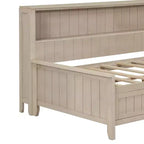 Tagesbett aus Holz mit Stauraum, Plattform-Bettrahmen mit Regalen und 3 Schubladen & Schiebetüren, L-förmiges Eckbett mit Stauraum, Antikweiß