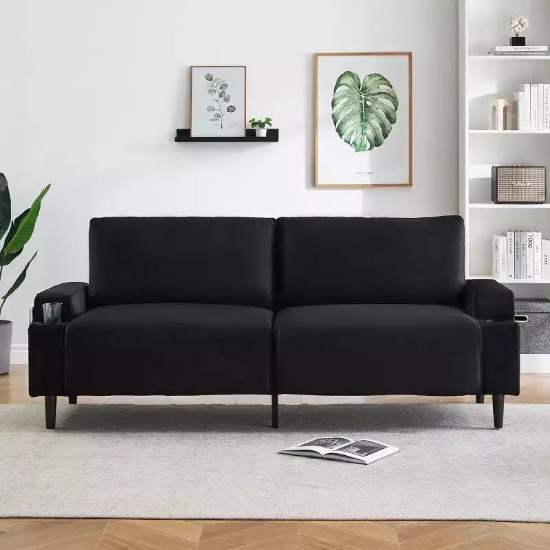 81'' Modern Loveseat Sofa, Small Couches with Cup Holder & Storage Bag, 3-Seater Deep Seating with Soft Cushions & Sturdy Frame for Home Office