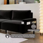 81 Zoll modernes Zweisitzer-Sofa, kleine Sofas mit Becherhalter und Aufbewahrungstasche, 3-Sitzer tiefe Sitzgelegenheit mit weichen Kissen und stabilem Rahmen für das Home Office