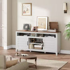 TV-Möbel, TV-Schrank mit verstellbaren Regalen, Bauernhaus-TV-Schrank mit Türen, für Wohnzimmer, Schlafzimmer