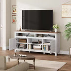 TV-Möbel, TV-Schrank mit verstellbaren Regalen, Bauernhaus-TV-Schrank mit Türen, für Wohnzimmer, Schlafzimmer