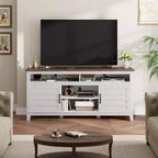 TV Stand Entertainment Center with Adjustable Shelves, Farmhouse TV Stand with Cabinet Doors,for Living Room, Bedroom