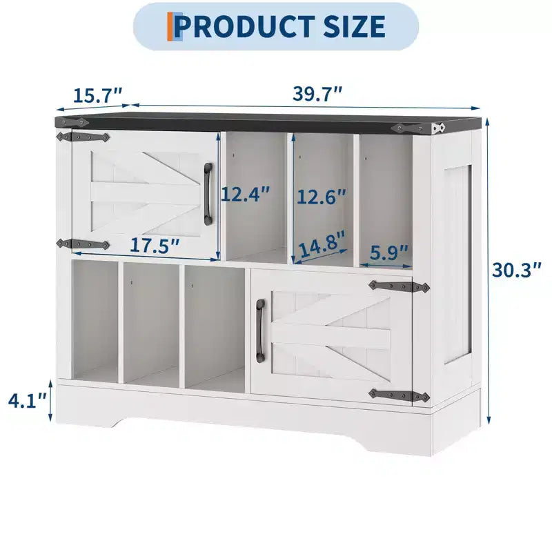 CuisinSmart 39'' Plattenspielerständer mit Vinyl-Aufbewahrung, Vinyl-Platten-Aufbewahrungsschrank mit 2 Scheunentüren, bis zu 450 Alben für Wohn- & Musikzimmer