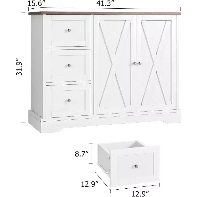 Buffetschrank mit Türen, Schubladen, Bauernhaus-Kaffeebar-Sideboard