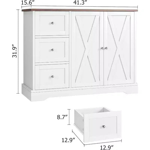 Buffetschrank mit Türen, Schubladen, Bauernhaus-Kaffeebar-Sideboard