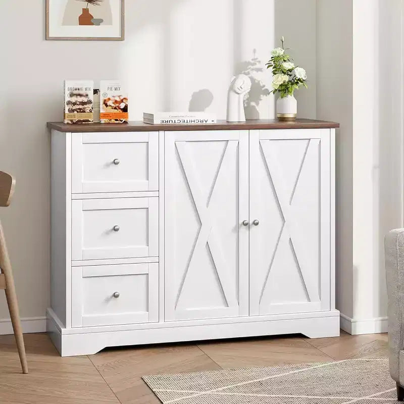 Buffetschrank mit Türen, Schubladen, Bauernhaus-Kaffeebar-Sideboard