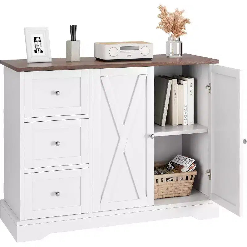 Buffetschrank mit Türen, Schubladen, Bauernhaus-Kaffeebar-Sideboard