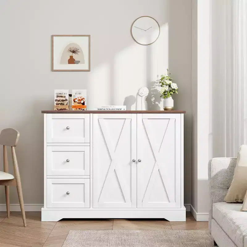 Buffetschrank mit Türen, Schubladen, Bauernhaus-Kaffeebar-Sideboard