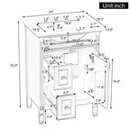 GDFStudio Crystal 24 Waschtischunterschrank aus Massivholz mit Waschbecken und verstellbarer Ablage
