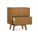Teamson Home Tremolo Moderner Boho-Nachttisch mit 2 Schubladen, Massivholz und modernen geriffelten Fronten