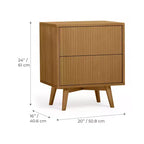 Teamson Home Tremolo Moderner Boho-Nachttisch mit 2 Schubladen, Massivholz und modernen geriffelten Fronten